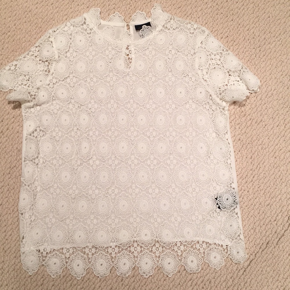 Who What Wear cream lace blouse